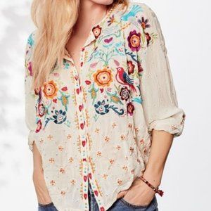Johnny Was Brady Embroidered button up blouse NWT